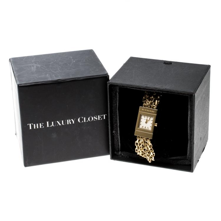 Pre Owned Burberry Gold Tone BU5602 Multi-Chain Bracelet Women's Wristwatch 20 mm