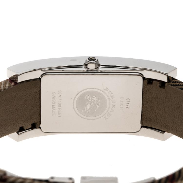 Pre Owned Burberry Beige Stainless Steel Heritage BU1014 Women's Wristwatch 24 mm