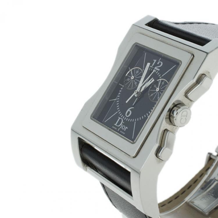 Pre Owned Dior Black Stainless Steel Chris 47 Women's Wristwatch 30MM