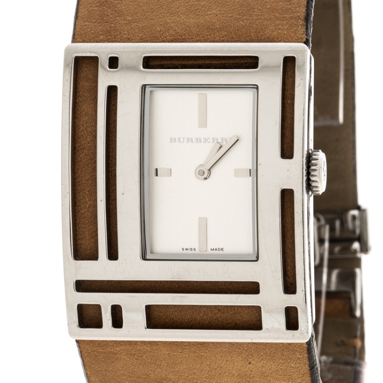 Pre Owned Burberry Silver White Stainless Steel BU4651 Women's Wristwatch 30 mm