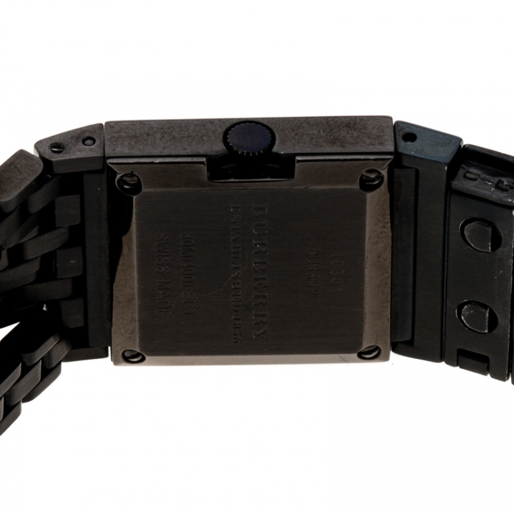 Pre Owned Burberry Black Gauntlet Pyramid Flex Bracelet Women's Wristwatch 20MM