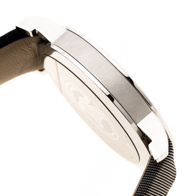 Pre Owned Burberry Silver Stainless Steel Nova Check BU1378 Women's Wristwatch 38 mm