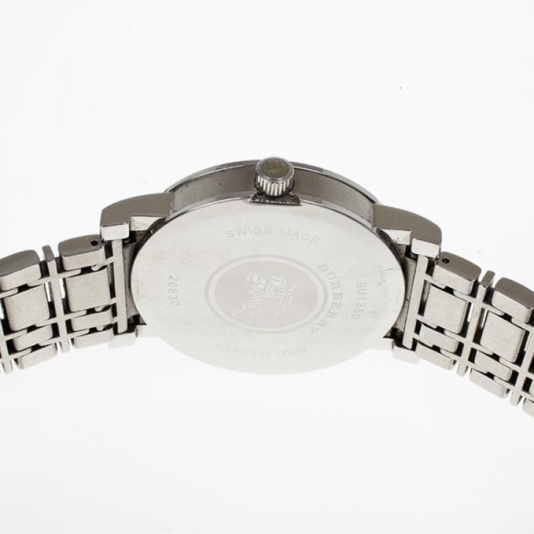 Pre Owned Burberry White Stainless Steel Women's Wristwatch 38 MM