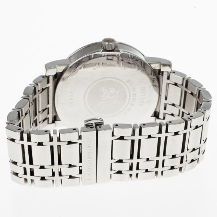 Pre Owned Burberry White Stainless Steel Women's Wristwatch 38 MM