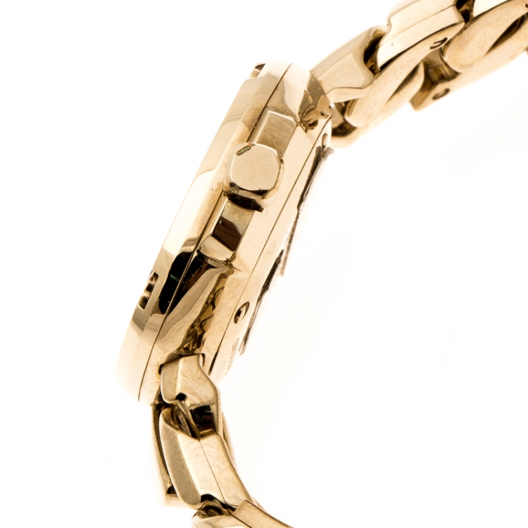 Pre Owned Burberry Gold Plated Diamond Bby1952 Women's Watch 24MM