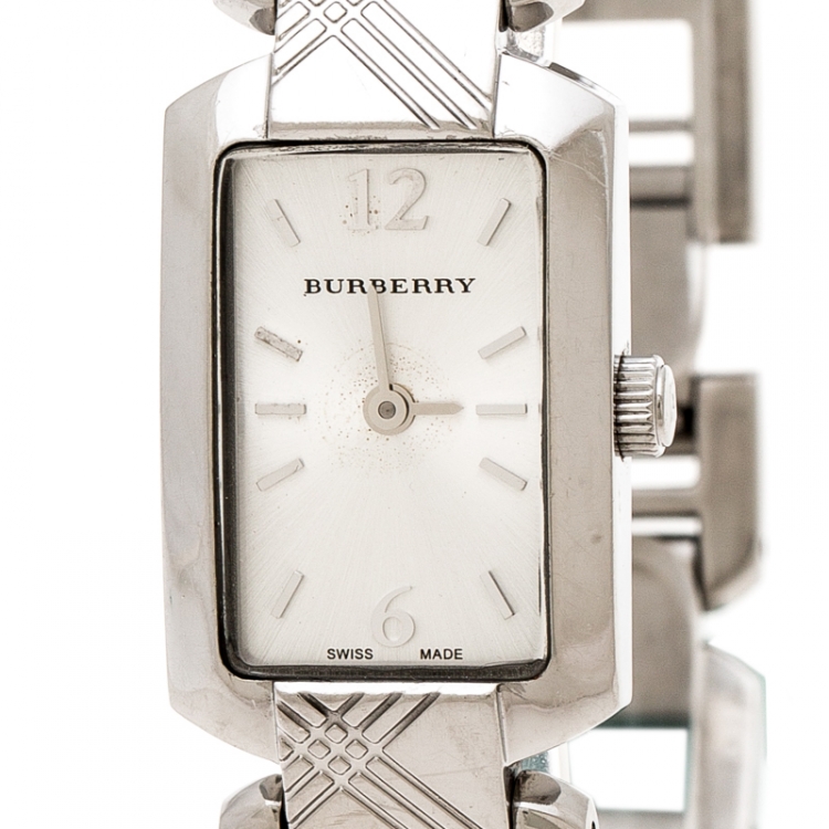 Pre Owned Burberry Silver Stainless Steel Heritage BU4211 Women's Wristwatch 18 mm