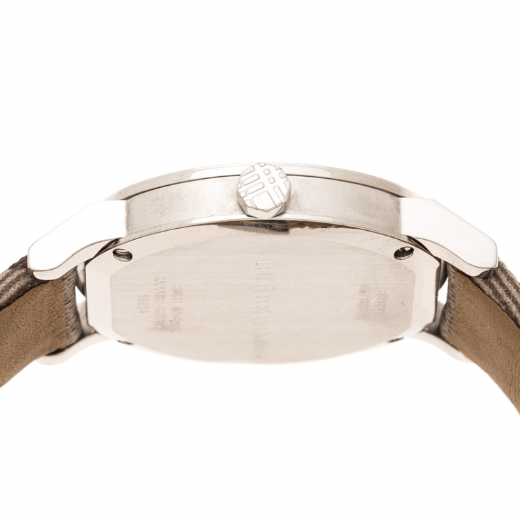 Pre Owned Burberry Silver Stainless Steel The City BU9022 Women's Wristwatch 38 mm