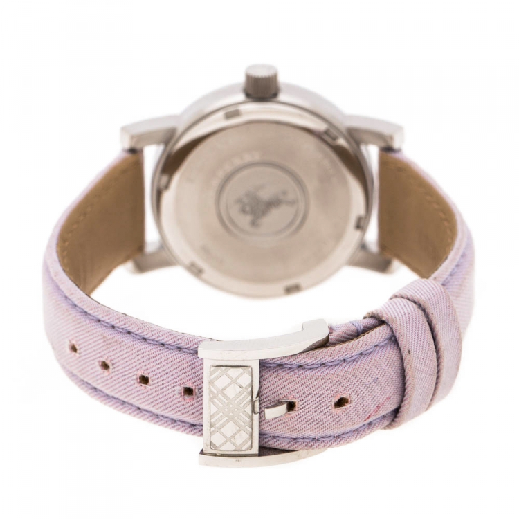 Pre Owned Burberry Lilac Stainless Steel BU7110 Women's Wristwatch 32 mm