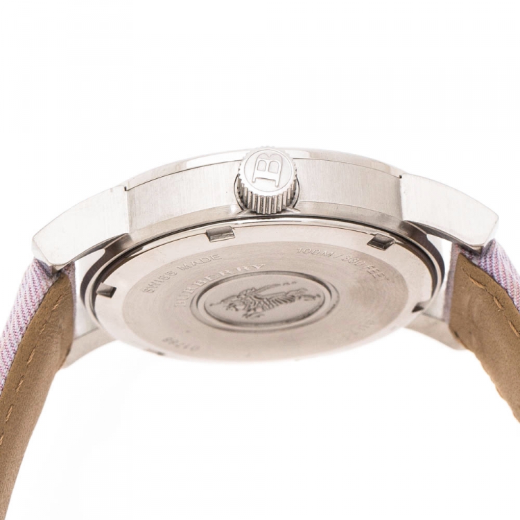 Pre Owned Burberry Lilac Stainless Steel BU7110 Women's Wristwatch 32 mm