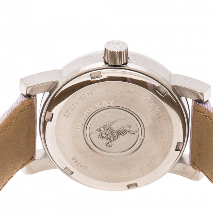 Pre Owned Burberry Lilac Stainless Steel BU7110 Women's Wristwatch 32 mm