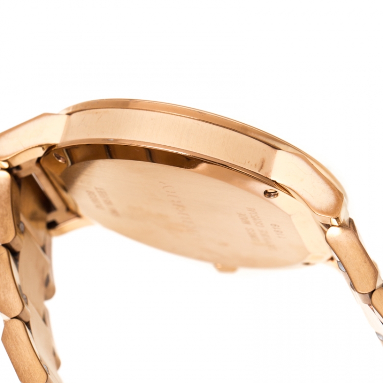 Pre Owned Burberry Bronze Rose Gold Plated Stainless Steel The City BU9039 Men's Wristwatch 38 mm