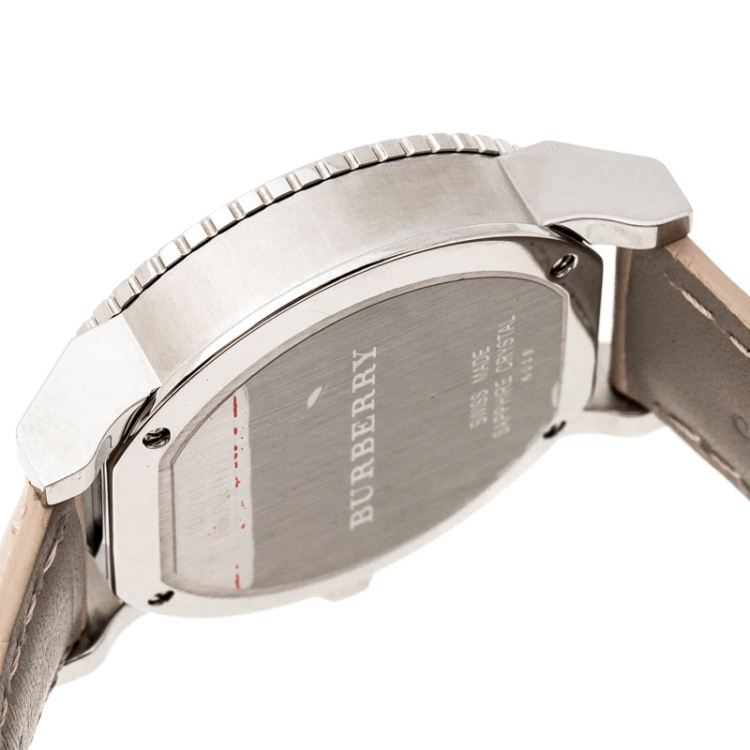 Pre Owned Burberry Beige Stainless Steel Classic BU9702 Women's Wristwatch 39 mm