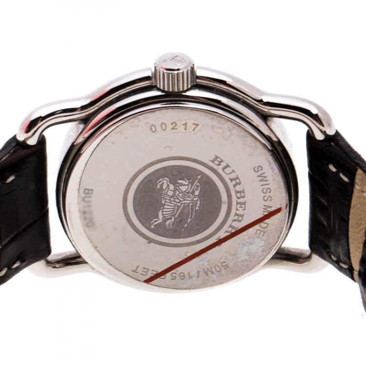 Pre Owned Burberry Silver Stainless Steel BU1220 Women's Wristwatch 25 MM