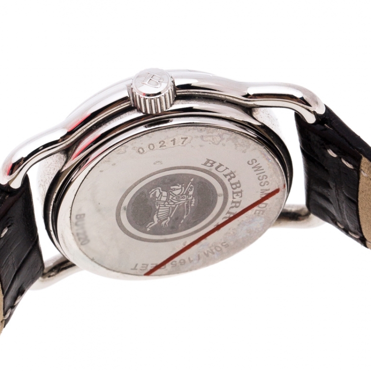 Pre Owned Burberry Silver Stainless Steel BU1220 Women's Wristwatch 25 MM