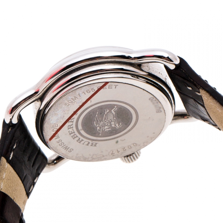 Pre Owned Burberry Silver Stainless Steel BU1220 Women's Wristwatch 25 MM