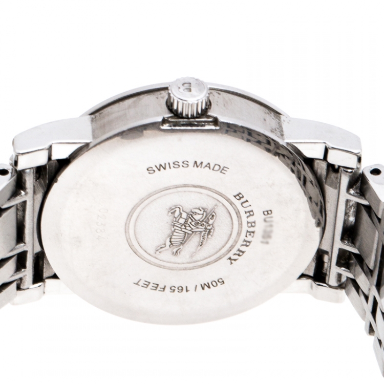 Pre Owned Burberry Silver Stainless Steel BU1351 Women's Wristwatch 28MM