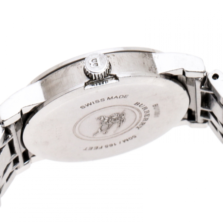 Pre Owned Burberry Silver Stainless Steel BU1351 Women's Wristwatch 28MM