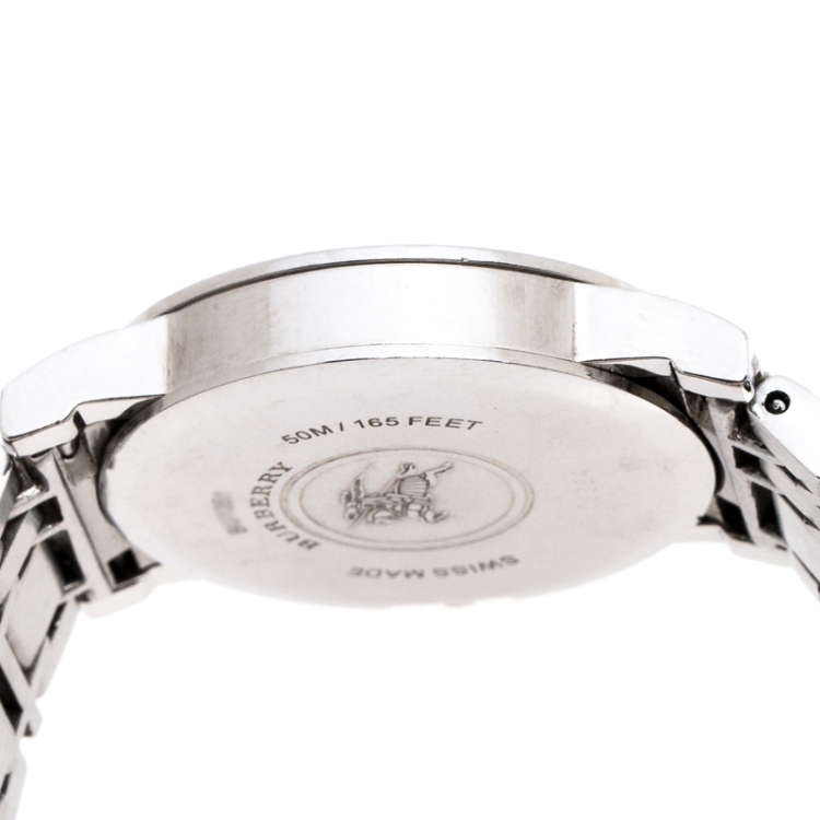 Pre Owned Burberry Silver Stainless Steel BU1351 Women's Wristwatch 28MM