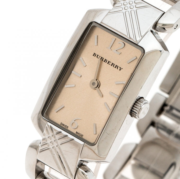 Pre Owned Burberry Copper Stainless Steel Signature BU4212 Women's Wristwatch 19MM