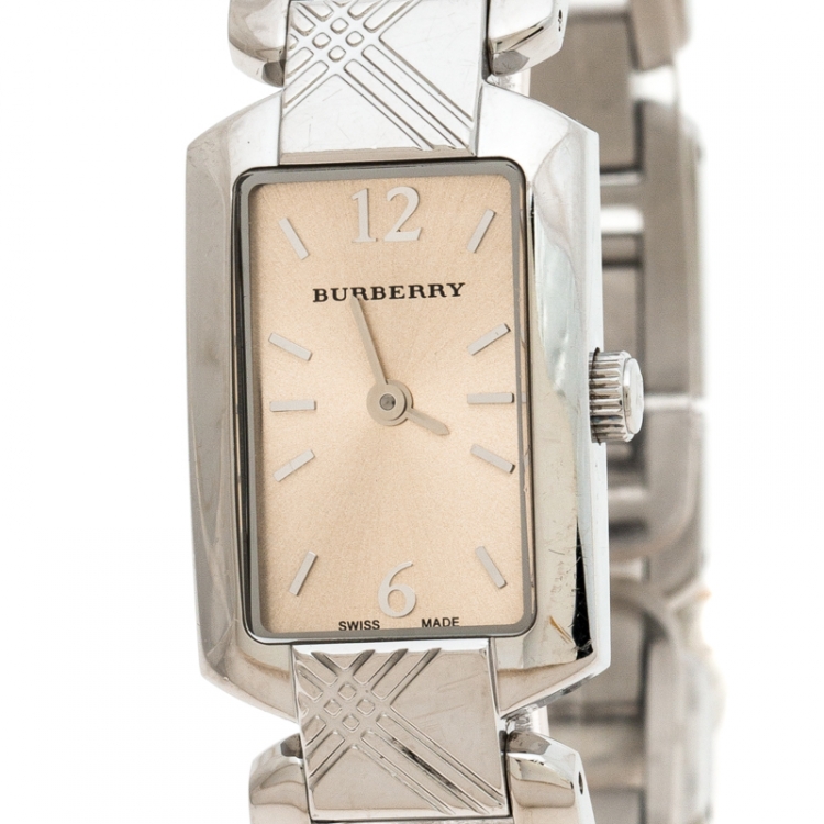 Pre Owned Burberry Copper Stainless Steel Signature BU4212 Women's Wristwatch 19MM