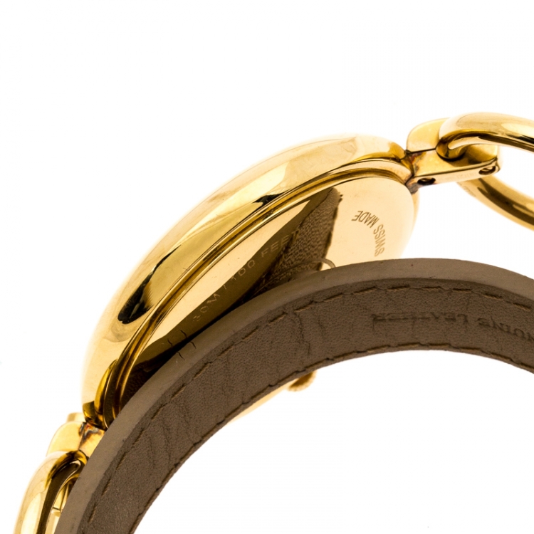 Pre Owned Burberry Gold Plated Stainless Steel Waterloo BU5308 Women's Wristwatch 39 mm