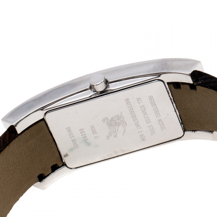 Pre Owned Burberry White Stainless Steel 14000G Women's Wristwatch 24 mm