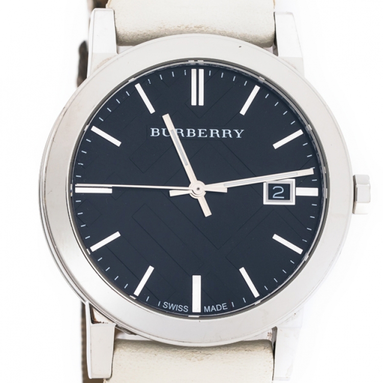 Pre Owned Burberry Grey Stainless Steel Classic BU9009 Women's Wristwatch 38 mm