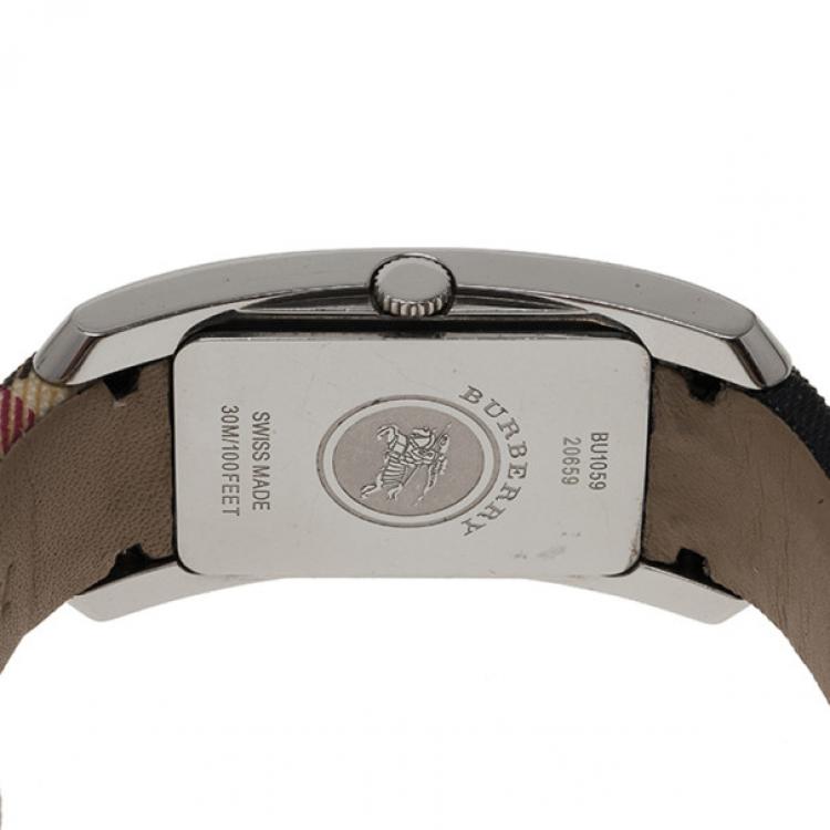 Pre Owned Burberry Black Stainless Steel Heritage Women's Wristwatch 25MM