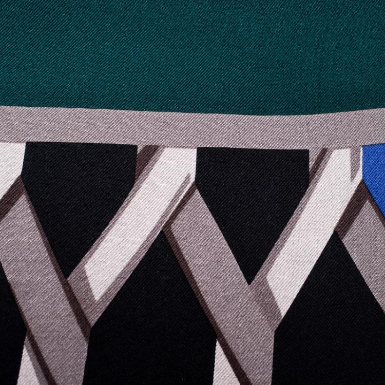 Pre Owned Bvlgari Forest Green Tangled Serpenti Print Square Silk Scarf