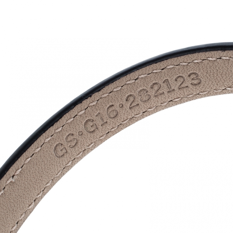 Pre Owned Bvlgari Serpenti Forever Enamel Black Double Coiled Leather Gold Tone Bracelet