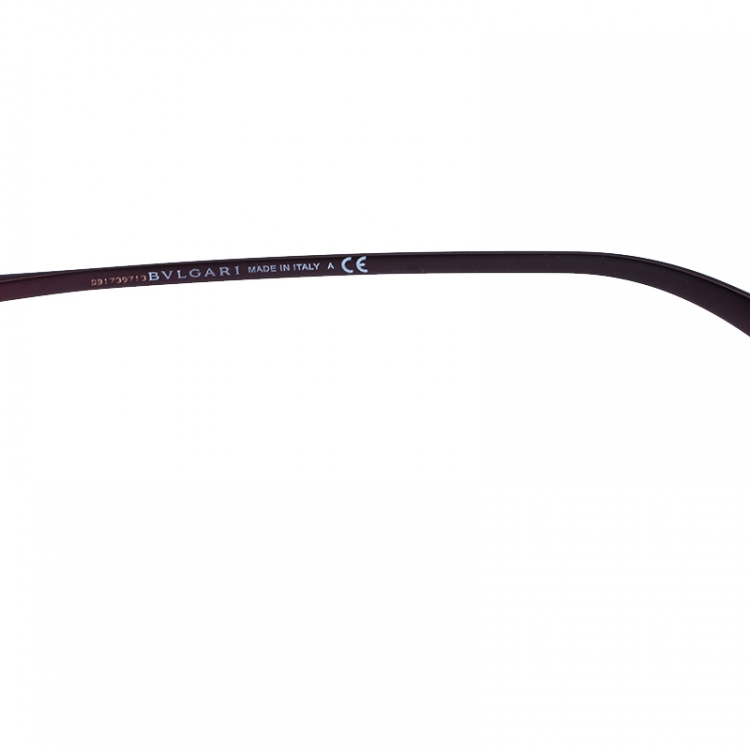 Pre Owned Bvlgari Matte Purple/ Plum Patterned Mirror 6103 Serpenteyes Geometric Sunglasses