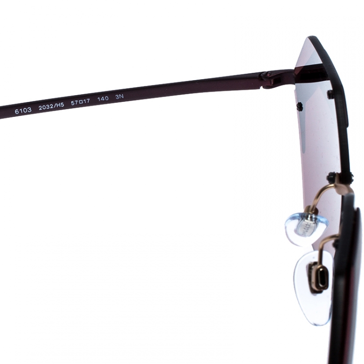 Pre Owned Bvlgari Matte Purple/ Plum Patterned Mirror 6103 Serpenteyes Geometric Sunglasses