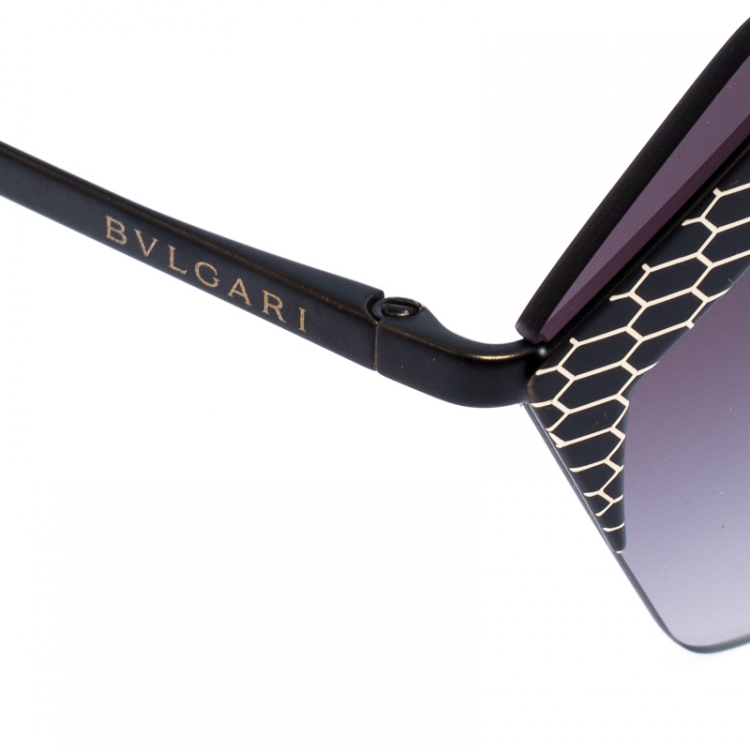 Pre Owned Bvlgari Black/Grey Gradient 6103 Serpenteyes Geometric Sunglasses