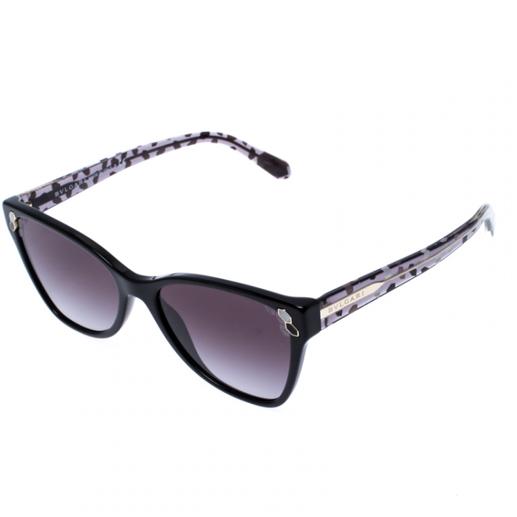 Pre Owned Bvlgari Black/Grey Gradient Serpenti 8208 Cateye Sunglasses