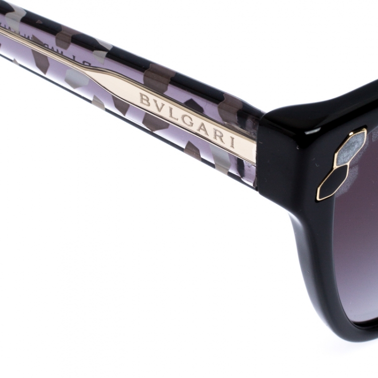 Pre Owned Bvlgari Black/Grey Gradient Serpenti 8208 Cateye Sunglasses
