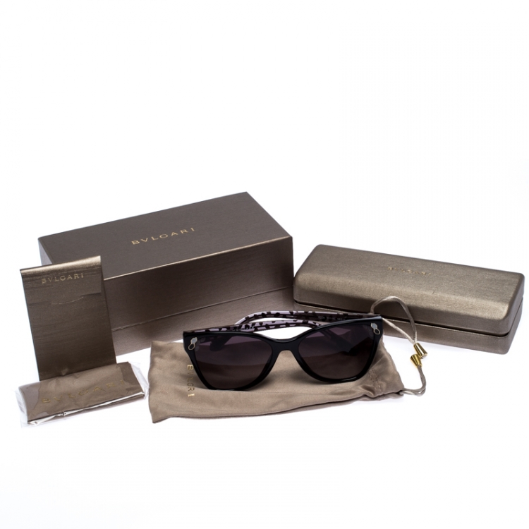 Pre Owned Bvlgari Black/Grey Gradient Serpenti 8208 Cateye Sunglasses