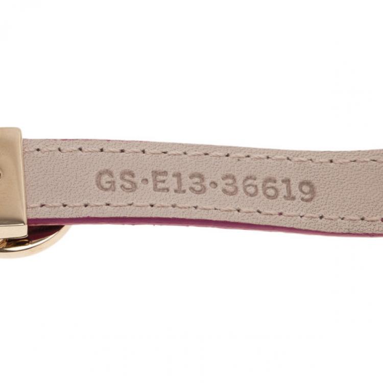 Pre Owned Bvlgari Leather Double Coiled Purple Bracelet S