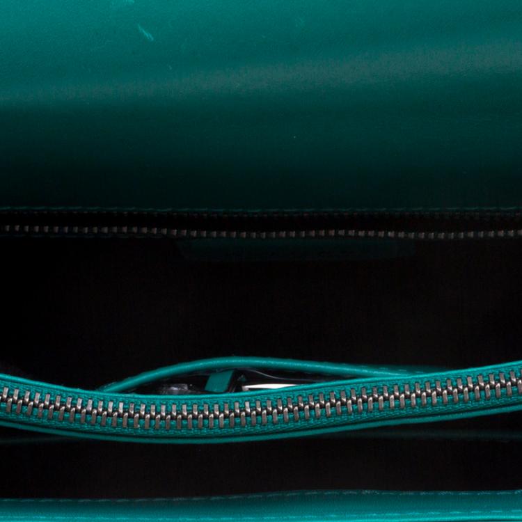 Pre Owned Bvlgari Sea Green Leather Medium Serpenti Forever Shoulder Bag