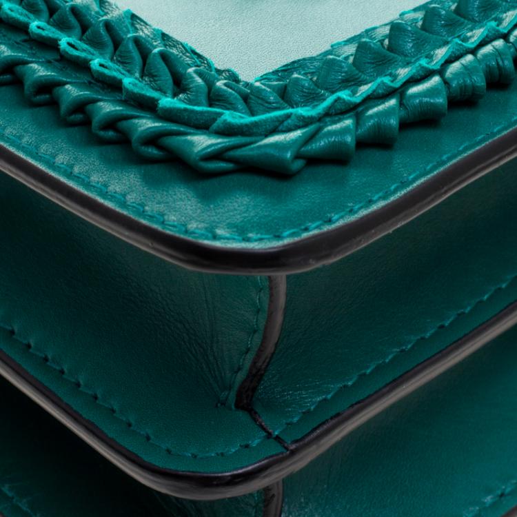 Pre Owned Bvlgari Sea Green Leather Medium Serpenti Forever Shoulder Bag