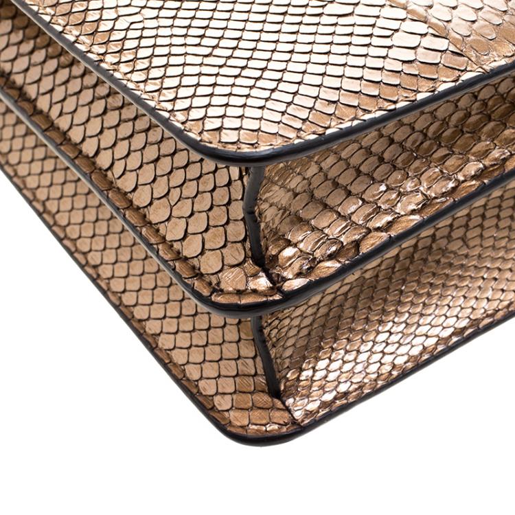 Pre Owned Bvlgari Bronze Python Medium Serpenti Forever Flap Shoulder Bag