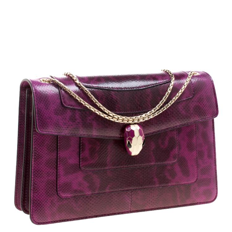 مملوكة مسبقًا Bvlgari Magenta Python Medium Serpenti Forever Shoulder Bag