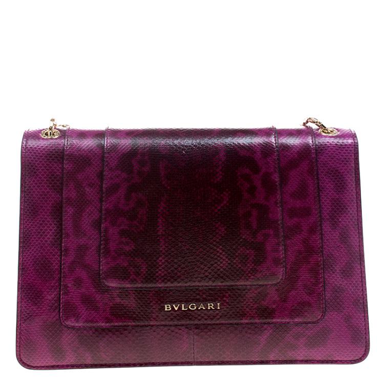 مملوكة مسبقًا Bvlgari Magenta Python Medium Serpenti Forever Shoulder Bag