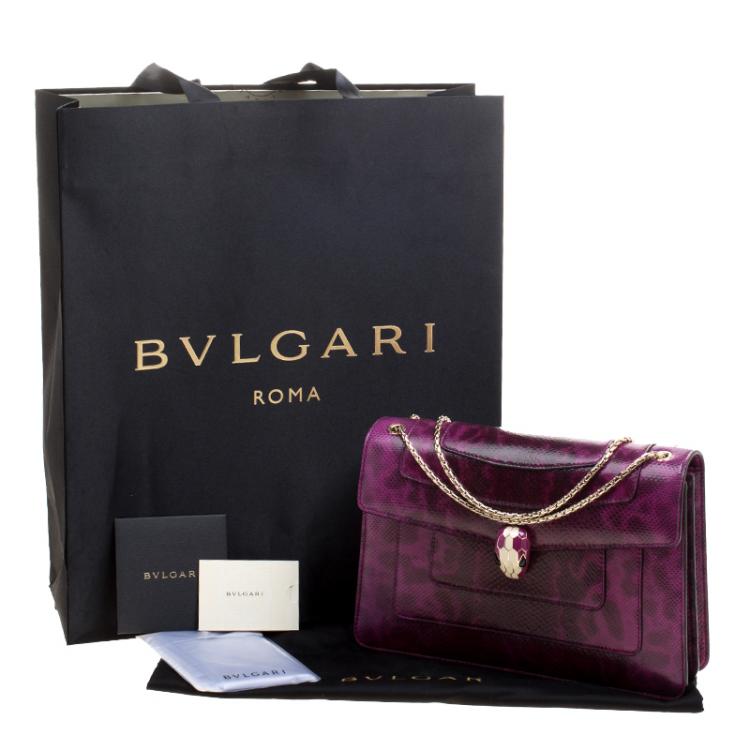 مملوكة مسبقًا Bvlgari Magenta Python Medium Serpenti Forever Shoulder Bag
