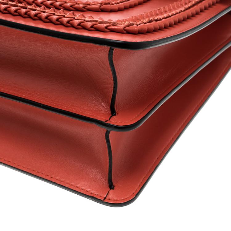 مملوكة مسبقًا Bvlgari Red Leather Large Ruffled Serpenti Forever Shoulder Bag