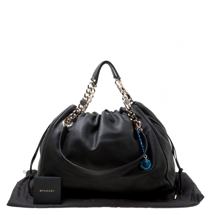 Pre Owned Bvlgari Black Leather Downy Tote