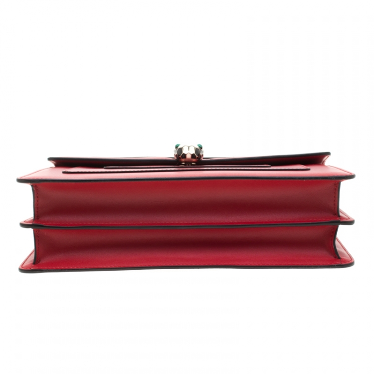 Pre Owned Bvlgari Red Leather Medium Serpenti Forever Shoulder Bag