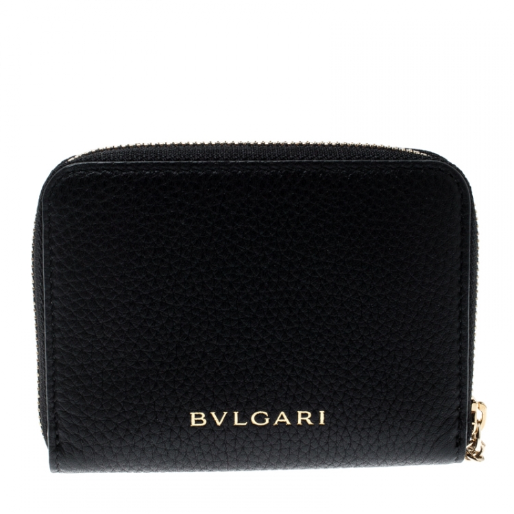 Pre Owned Bvlgari Black Leather Divas' Dream Zipped Around Wallet