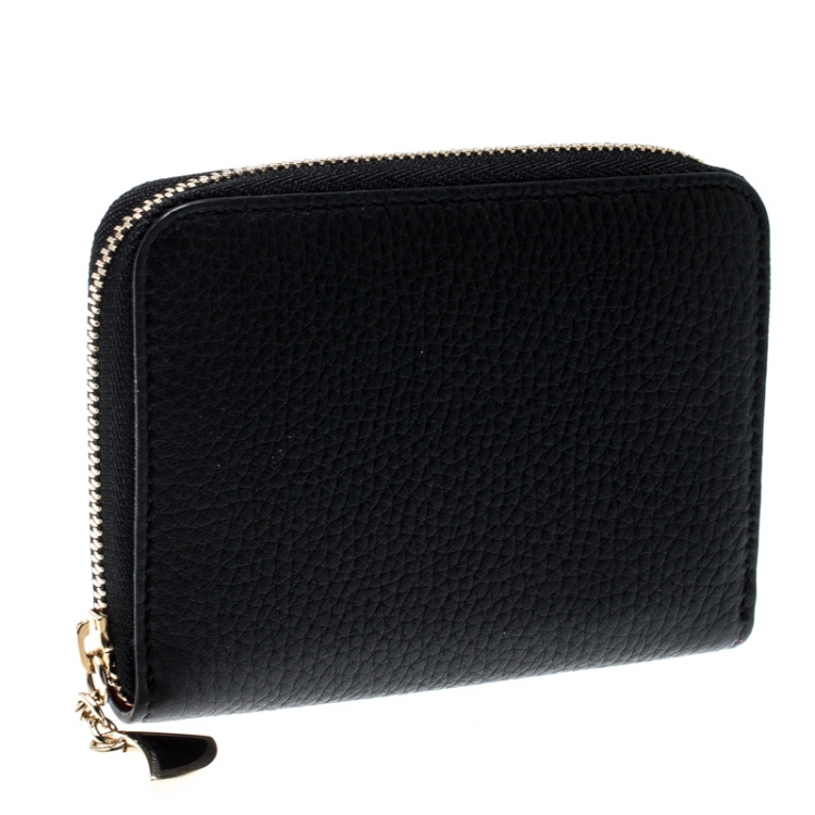 Pre Owned Bvlgari Black Leather Divas' Dream Zipped Around Wallet
