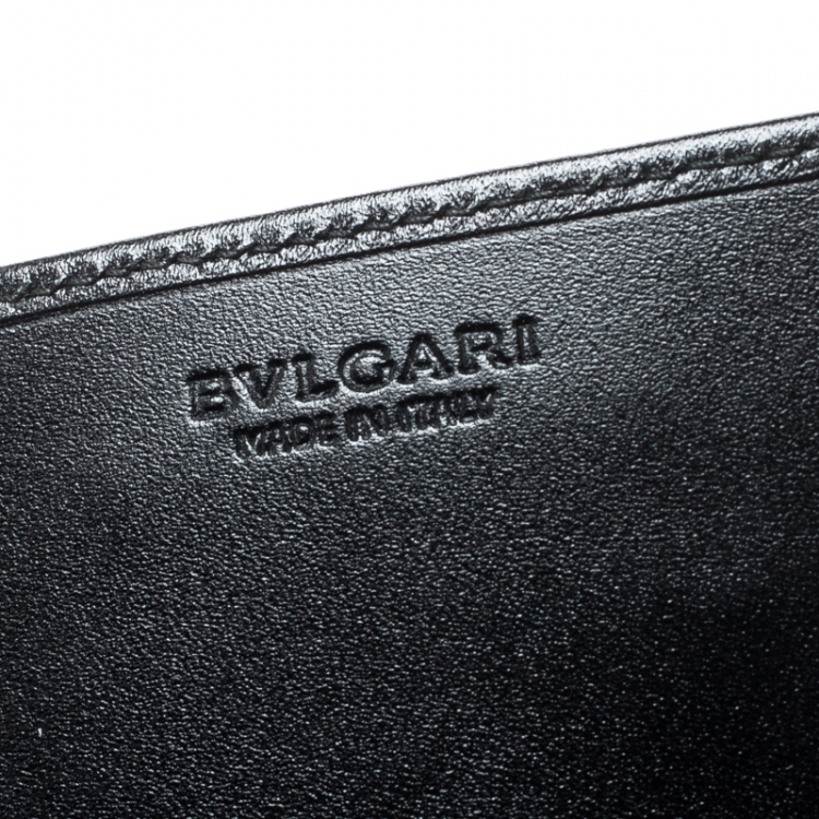 Pre Owned Bvlgari Grey/Black Coated Canvas Business Card Holder