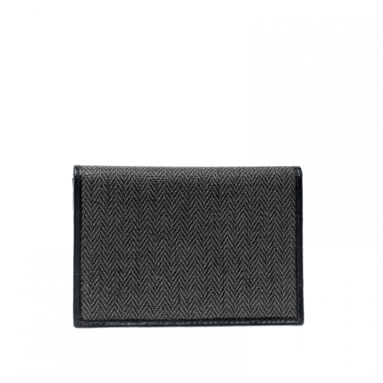 Pre Owned Bvlgari Grey/Black Coated Canvas Business Card Holder
